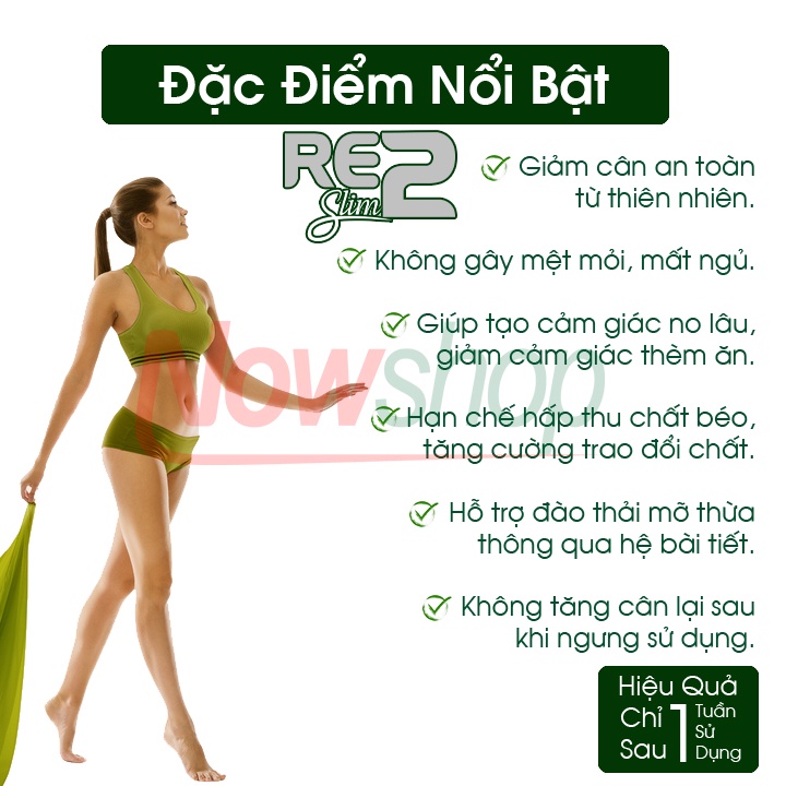 Viên uống giảm cân cân nhanh Re2 Slim giúp đào thải và giảm mỡ bụng cấp tốc an toàn hiệu quả tại nhà không gây mệt mỏi