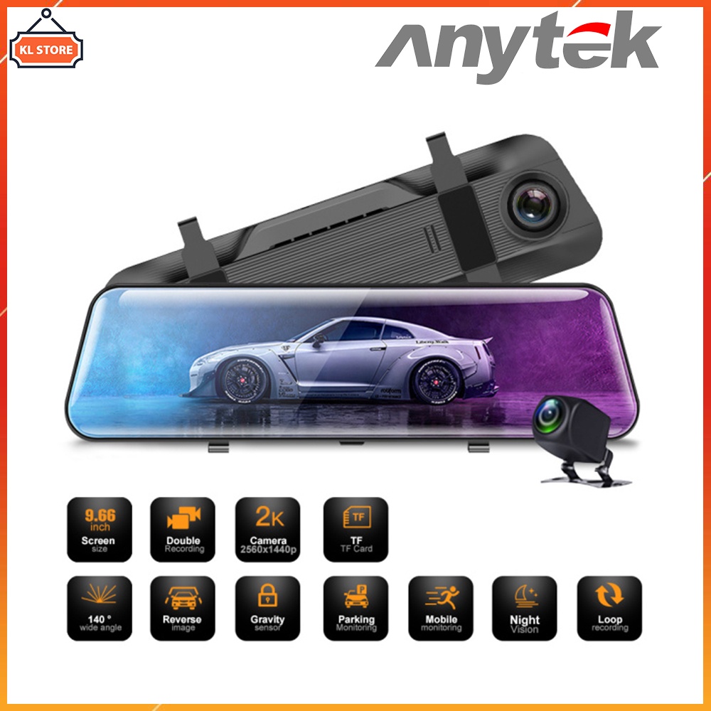 { HOT } Camera Hành Trình Gương Anytek A26 Quay 2K UHD Màn Hình Cảm Ứng 10 Inch