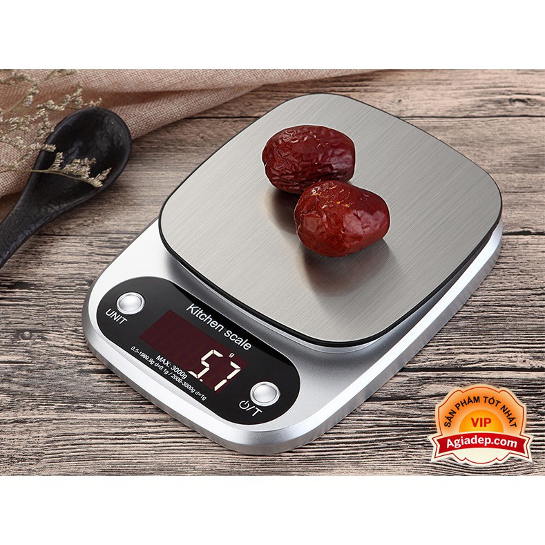 Cân nhà bếp điện tử Digital Kitchen Scale cân được 10kg chính xác tới 1gram EB10 + Tặng kèm 2 Pin cân nhà bếp