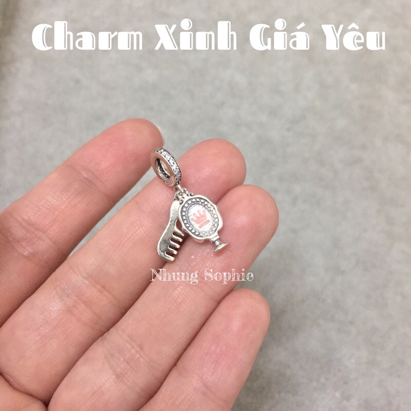 Charm treo hình gương lược xinh xắn bằng bạc 925