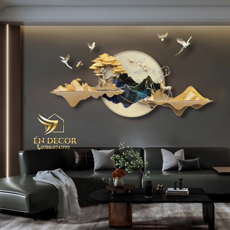 Tranh Phong Cảnh Treo Tường Đôi Hươu Nghệ Thuật, Tranh Sắt, Tranh Treo Tường Én Decor