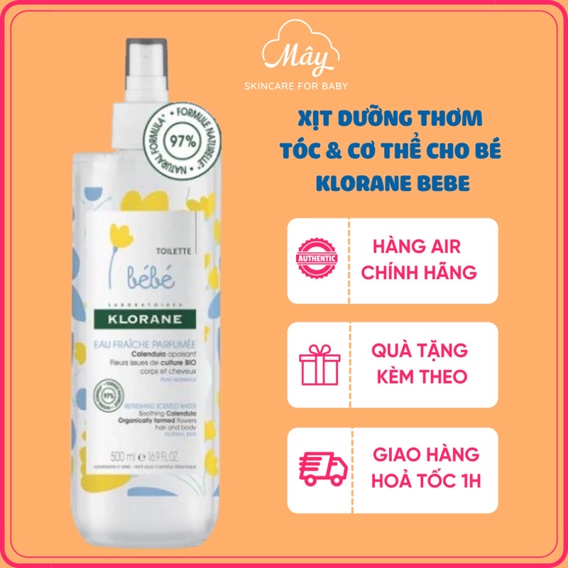 [Hàng Air - Nội địa Pháp]Xịt thơm dưỡng tóc, làm thơm cơ thể cho mẹ và bé từ sơ sinh Klorane