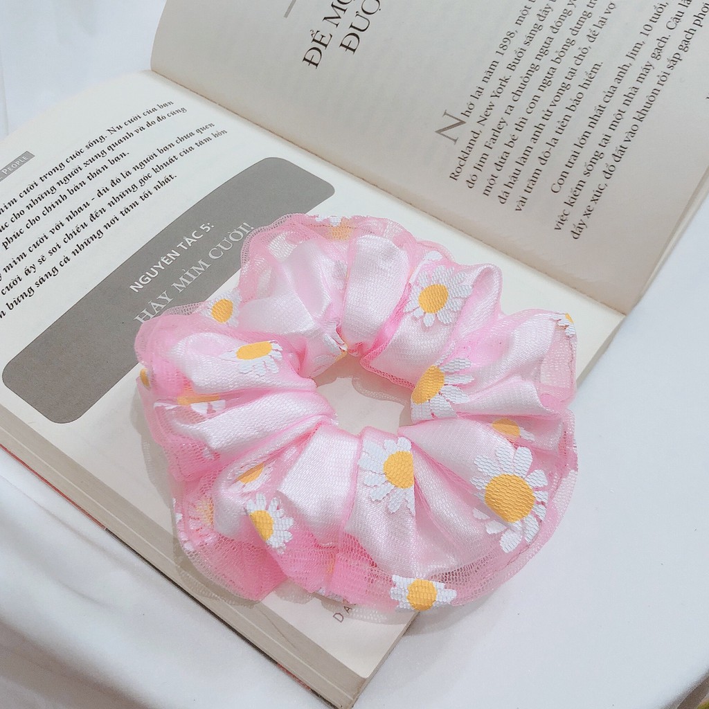Scrunchies Dây Buộc Tóc Hình Hoa Cúc Thời Trang Hàn Quốc DAHABOO SC01