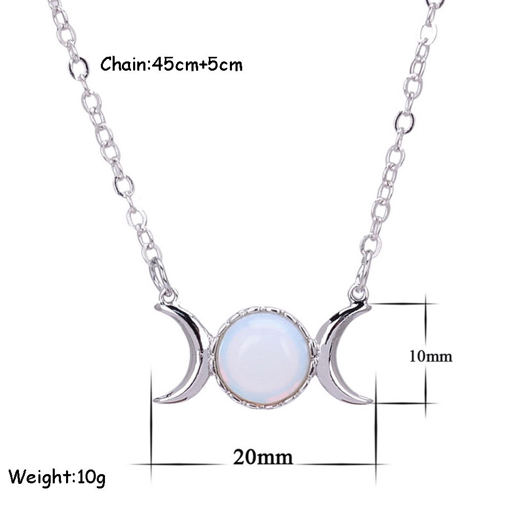 Dây chuyền mặt hình bán nguyệt phối đá Opal