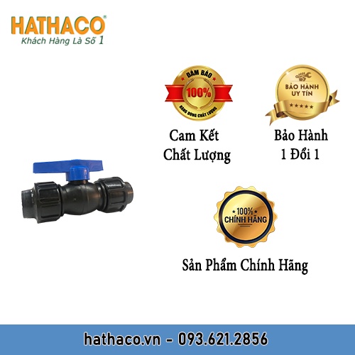 Van Nước PP 20 2 Đầu Rắc Co HATHACO Dùng Cho Ống HDPE