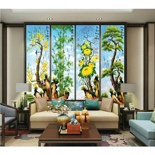 Tranh đính đá tứ quý 164×100cm chưa đính.