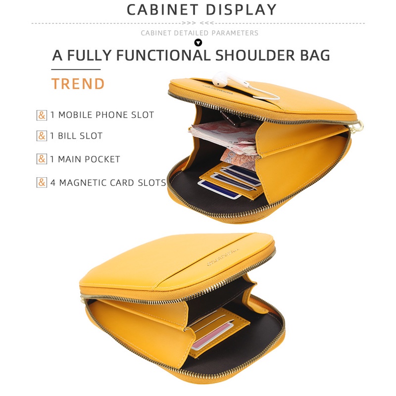 Túi đeo chéo đựng điện thoại sức chứa lớn có khóa kéo màu kẹo phong cách Hàn Quốc cho nữ Baellerry