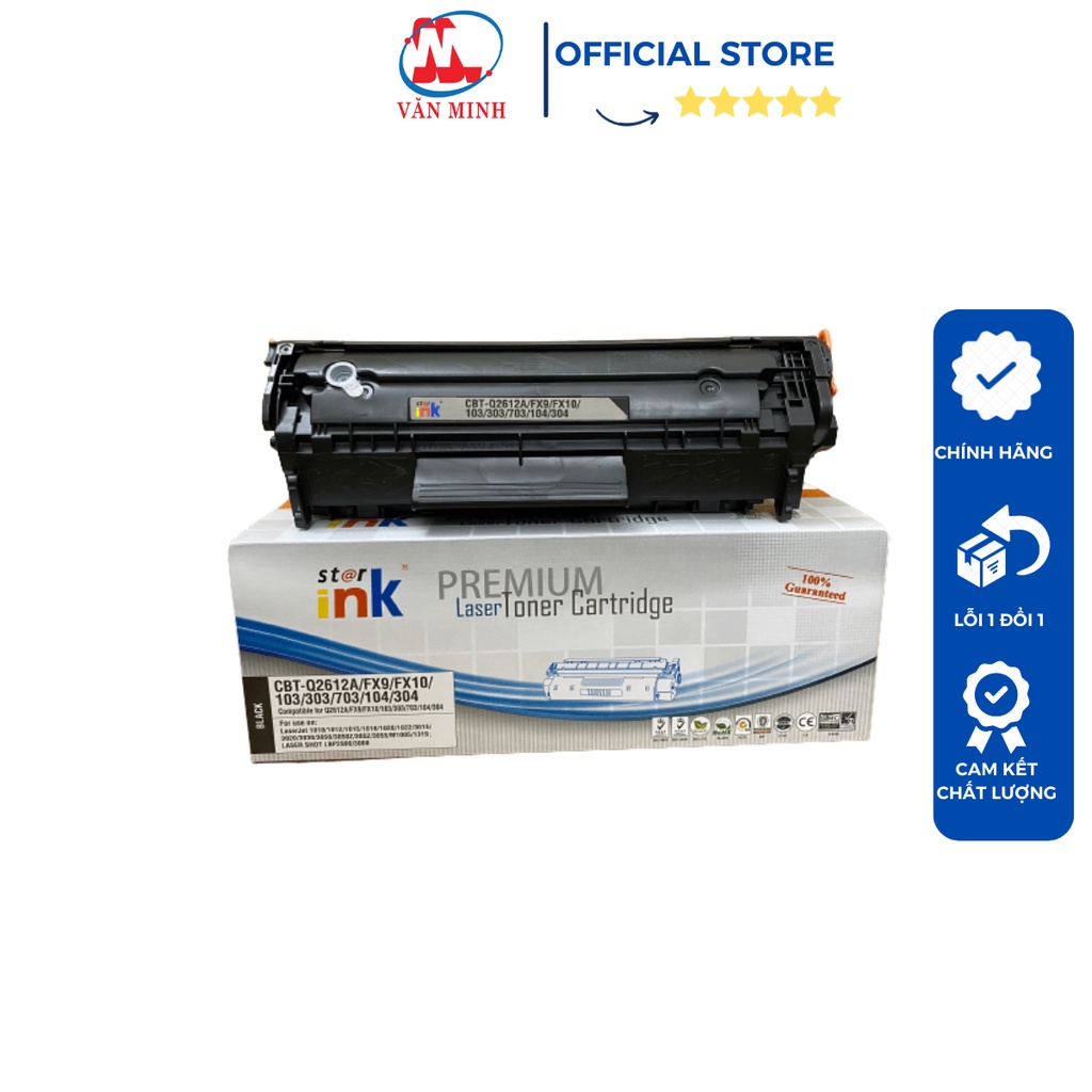 Hộp mực máy in Canon 2900, hộp mực  12A hàng Star Ink, có lỗ đổ mực thải, full hộp