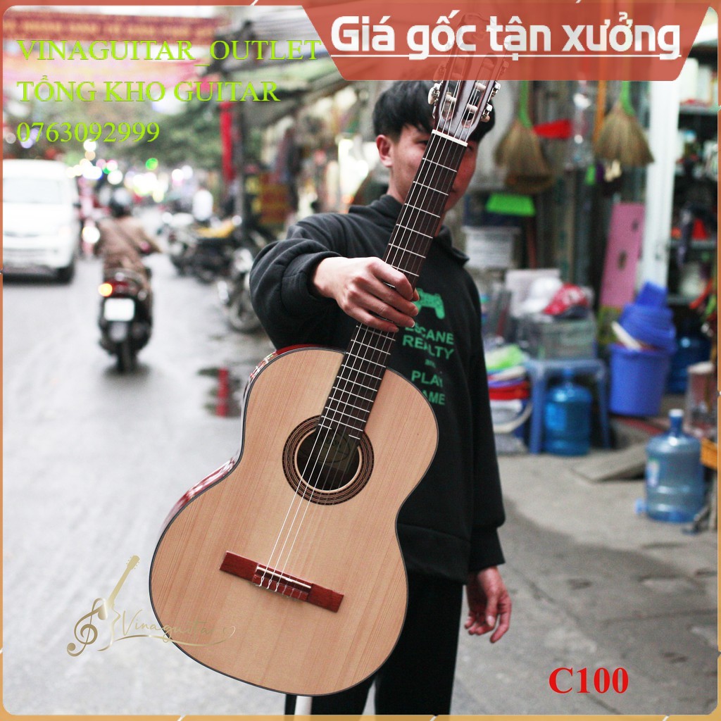 Đàn Guitar Classic Ba Đờn C100 - Tặng 12 Phụ Kiện - Vinaguitar Phân Phối Chính Hãng