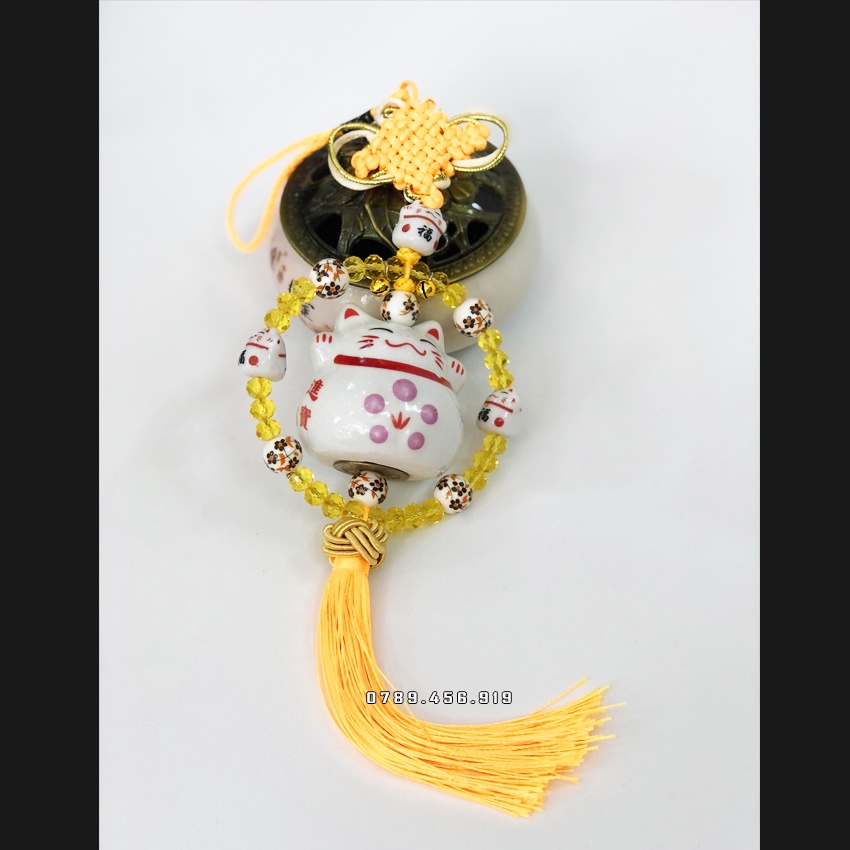 Dây Treo Mèo Thần Tài Để ô Tô Nhiều Màu 10X35Cm