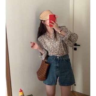 Áo sơ mi nữ dài tay hoa mỏng Hàn Quốc