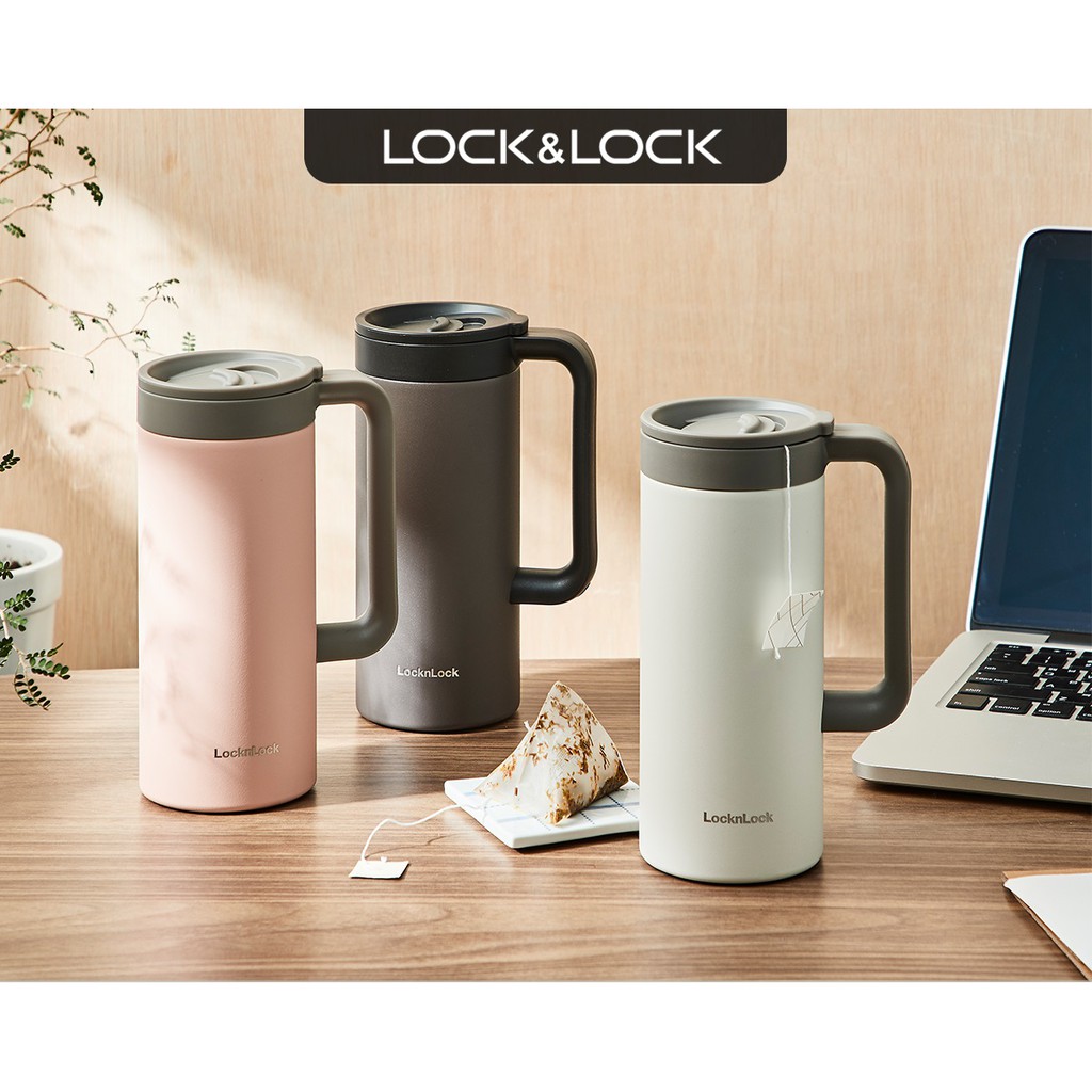 Ly Giữ Nhiệt Lock&amp;Lock LHC4247 473ml - Hồng/Ngà - Hàng Chính Hãng