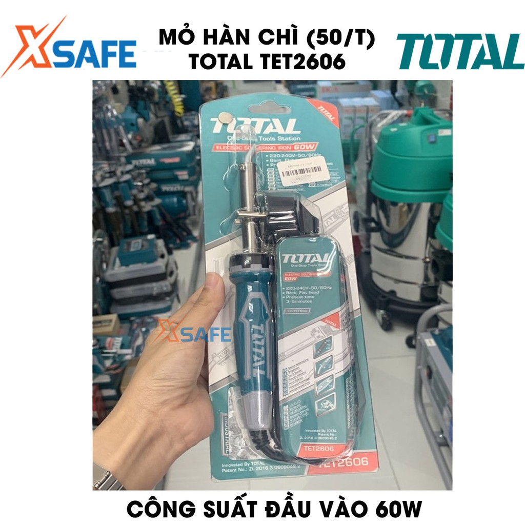 Mỏ hàn chì TOTAL TET2606 công suất 60W  Hàn nhiệt cầm tay điện áp 220-240V, làm nóng từ 3-5ph - Chính hãng