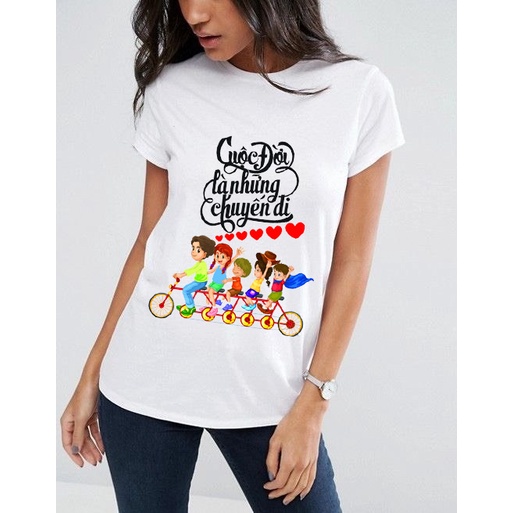 Áo thun gia đình nhóm team chất đẹp giá rẻ du lịch cuộc đời là những chuyến đi cotton co giản thoải mái