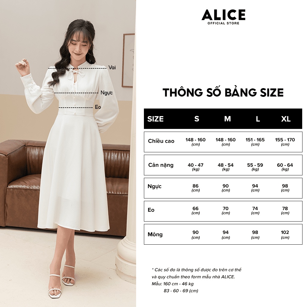 Váy Ren Tiểu Thư Cổ Bèo ALICE, Thiết Kế Chiết Eo Dáng Xòe Phối Tay Bồng Sang Chảnh V758 | BigBuy360 - bigbuy360.vn