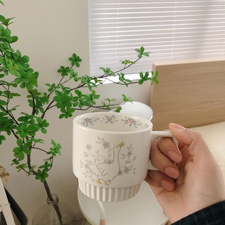 Cốc gốm sứ vẽ tay hình Ngỗng trắng