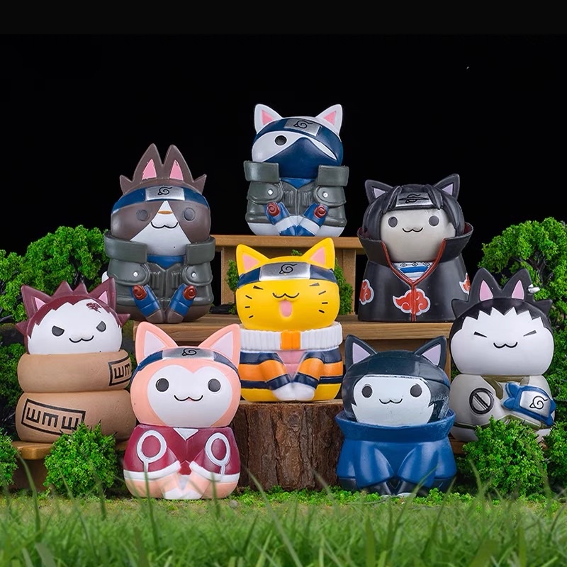 Mô hình Naruto - Set 8 Mô Hình Mèo chibi BẢN TO 6cm Naruto Tsum Tsum bằng PVC cao cấp