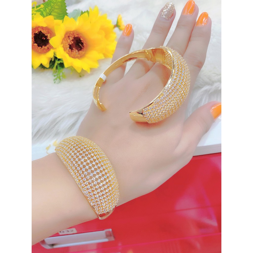 Vòng tay nữ UHA, lắc tay bền màu thiết kế cao cấp sáng lấp lánh V2172165A-510