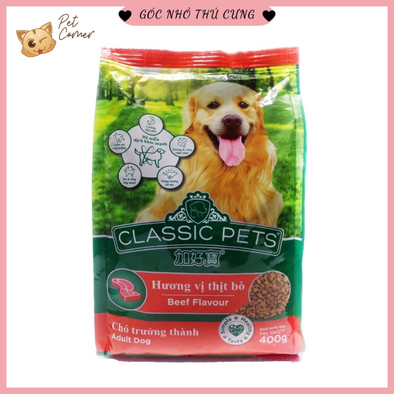 Thức ăn cho chó lớn Hạt Classic Pets Vị Thịt Bò 400g