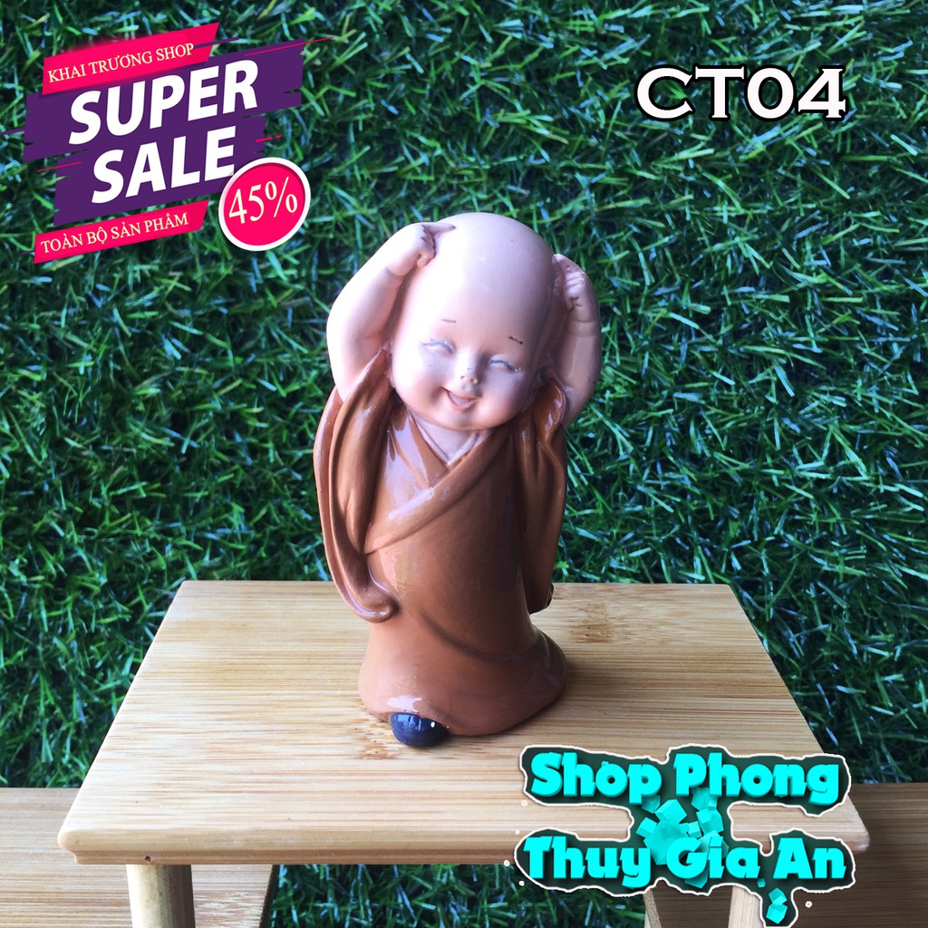 Tượng  Chú Tiểu Phong Thủy, Hàng Thủ công tại Việt Nam Trang trí Nội Thất, phòng làm việc, bàn trà bể cá (Bộ 03 tượng) | BigBuy360 - bigbuy360.vn