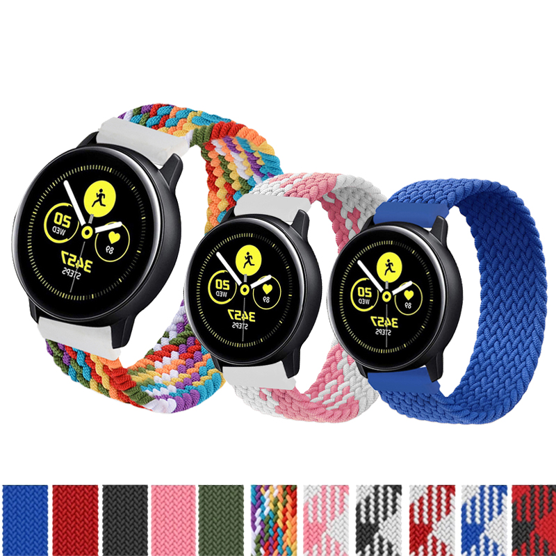 20mm Braided Solo Loop Band For Samsung Galaxy Watch 3 41mm /Active 2 Samsung Gear S2 Amazfit GTS /42mm bracelet Huawei GT2 strap