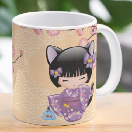 Cốc sứ Búp bê Neko Kokeshi V2 Mug