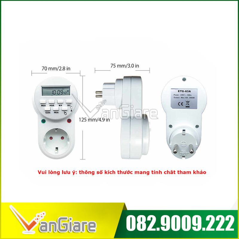 Bộ hẹn giờ Timer ETG 63A - ổ cắm hẹn giờ - công tắc hẹn giờ điện tử 16A/220v
