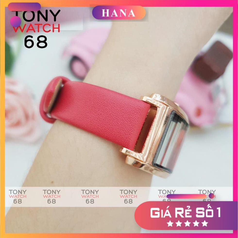 Đồng hồ nữ Skmei mặt vuông dây da đỏ trắng chính hãng chống nước Tony Watch 68