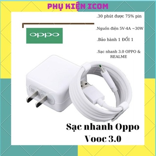Bộ Sạc Oppo, Realme 4A  gồm COC16-Củ sạc Vooc R15 và DS12- Dây sạc nhanh 4A zin chính hãng BH 12 tháng Phụ kiện icom
