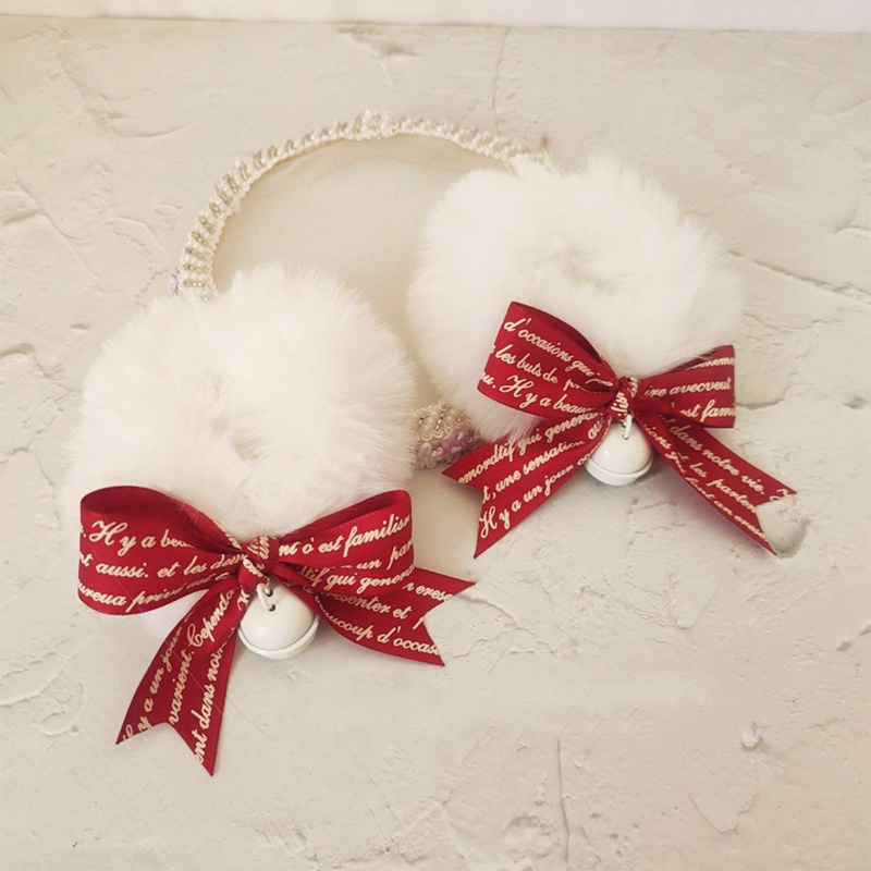 Dây Cột Tóc Lông Nhung Co Giãn Đính Chuông Phong Cách Lolita