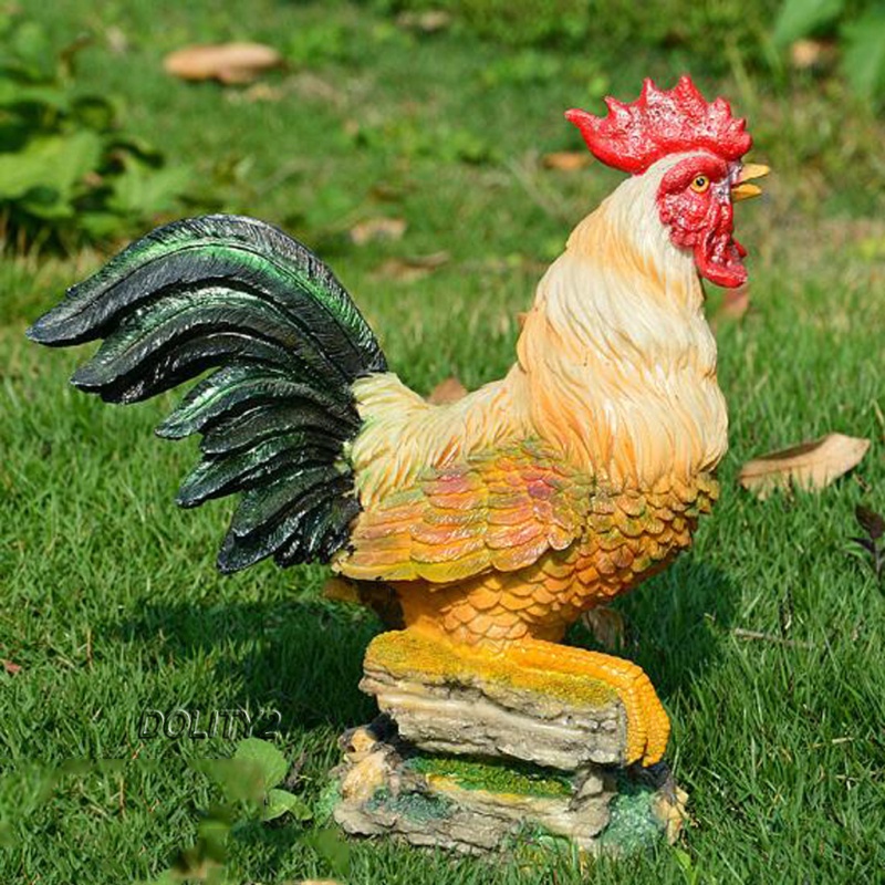 [Dolity2] 3 Tượng Gà Con Trang Trí Sân Vườn Ngoài Trời Bằng Nhựa Resin