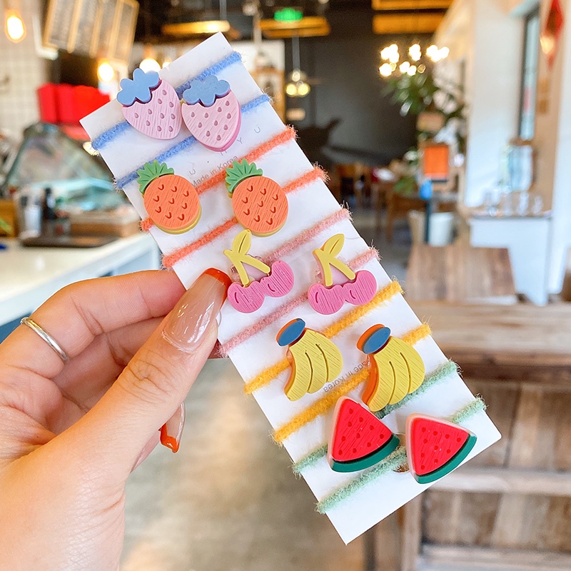 Dây Buộc Tóc Cao Su Cỡ Nhỏ Họa Tiết Hoạt Hình Kiểu Hàn Quốc Dễ Thương Cho Bé