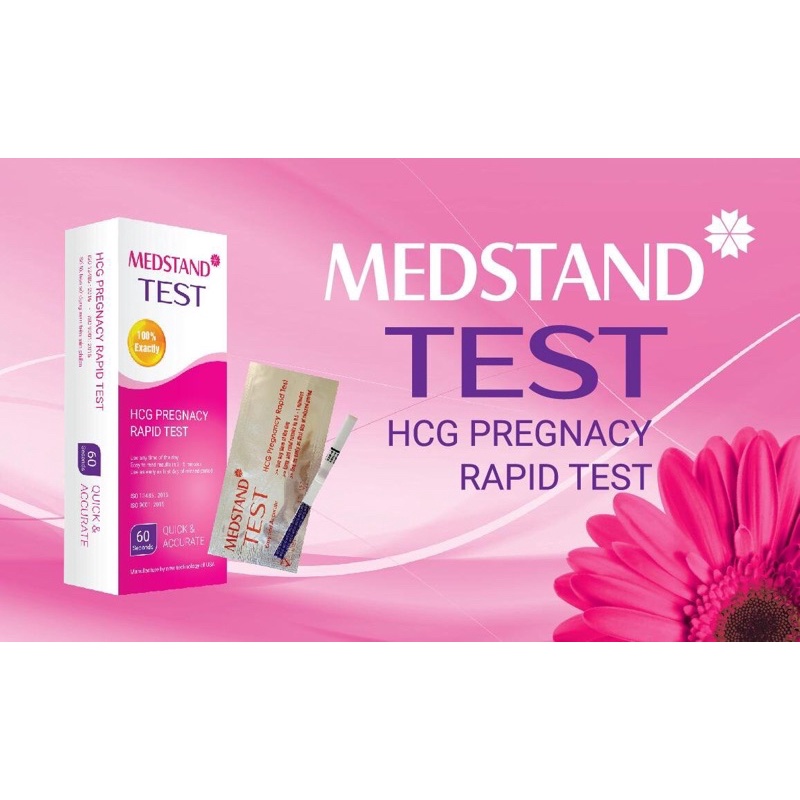 Que thử thai Medstand Test HCG Pregnacy Rapid Test giúp phát hiện thai sớm (6 - 10 ngày) , cho kết quả trong vòng 60s