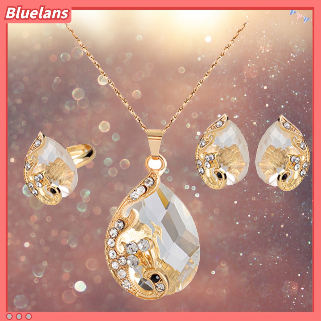 Bộ Trang Sức Mặt Hình Giọt Nước Đính Đá Nhân Tạo Thời Trang