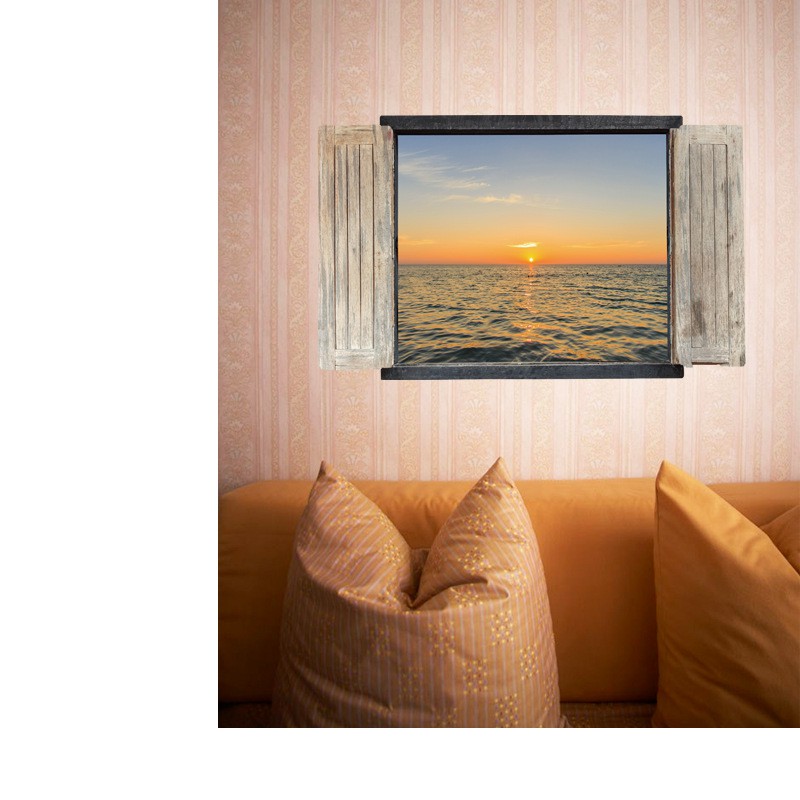 Decal Cửa sổ biển 3D AmyShop - decal dán tường đẹp