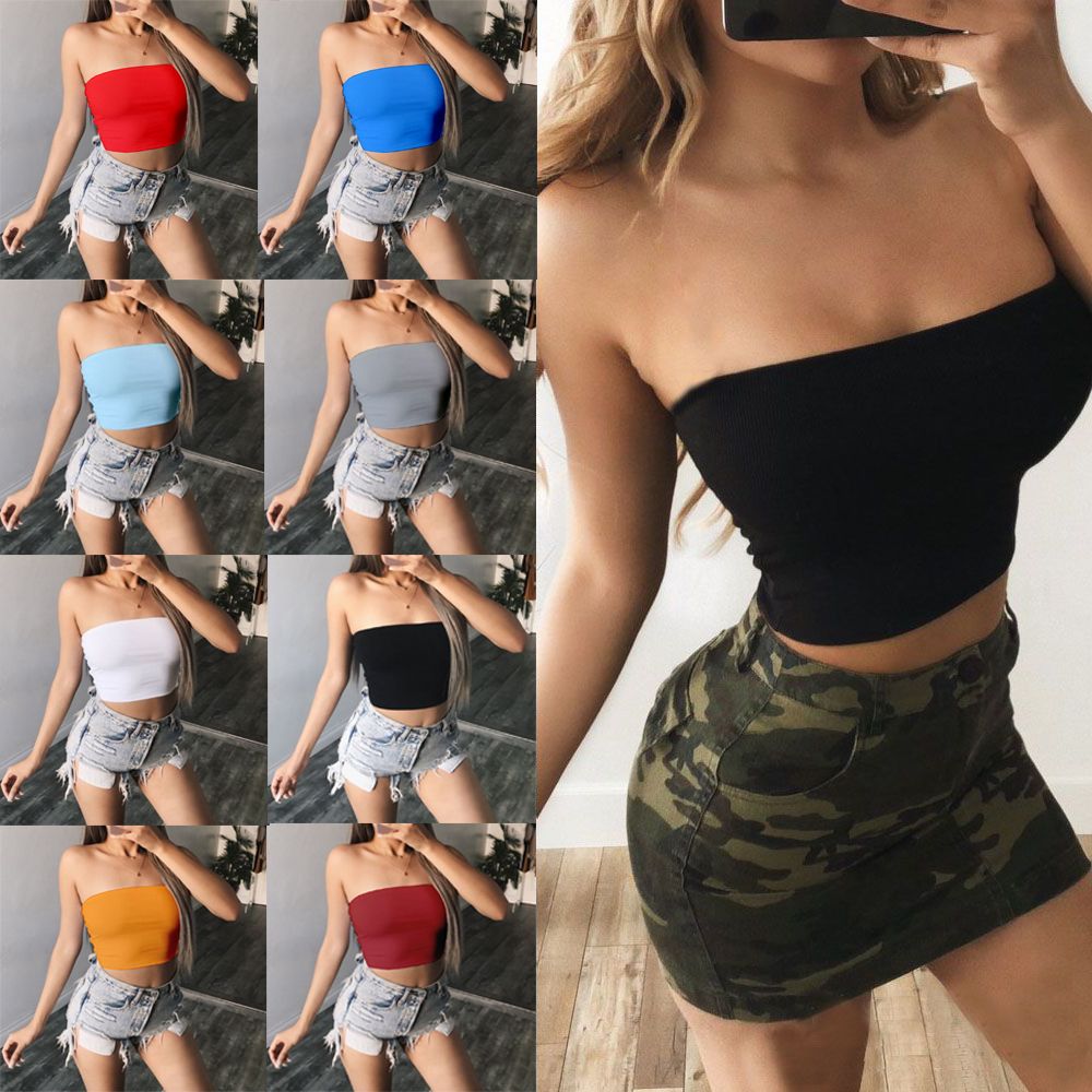 Áo Ống Croptop Không Dây Nhiều Màu Sắc Thời Trang Mùa Hè Quyến Rũ Cho Nữ
