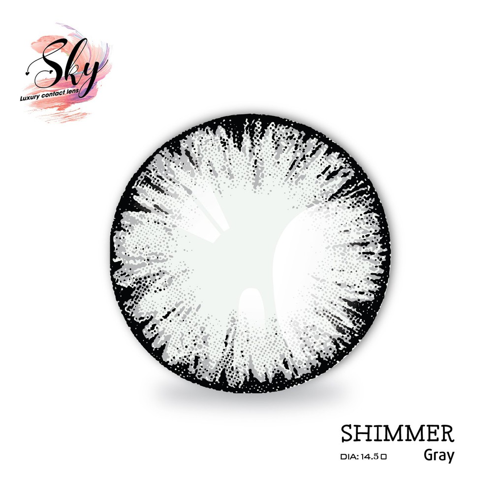 Kính áp tròng Sky Lens -Shimmer Gray 0-6 Độ-Made in Korea Chính Hãng Dia14.00