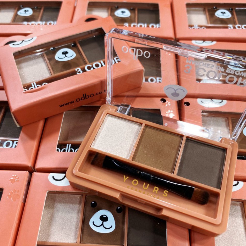 [Auth Thái] Set Bột Tán Mày Tông Nâu Đen Odbo 3 Color Matches Of Brows No.01 D1