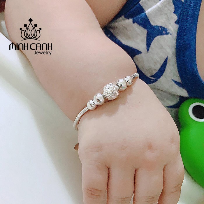 Lắc Bạc Ta Cho Bé Dây Tròn Mix Bi - Minh Canh Jewelry