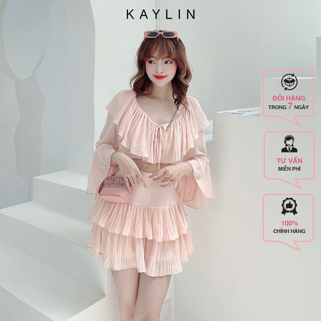 Set croptop nhún bèo N1592 - KAYLIN