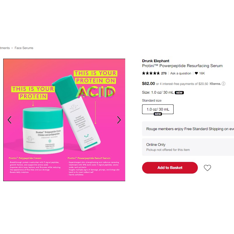 Mini 5ml - Tinh Chất + Kem Dưỡng chống lão hoá Drunk Elephant Protini Powerpeptide Resurf Serum &amp; Kem Drunk Protini