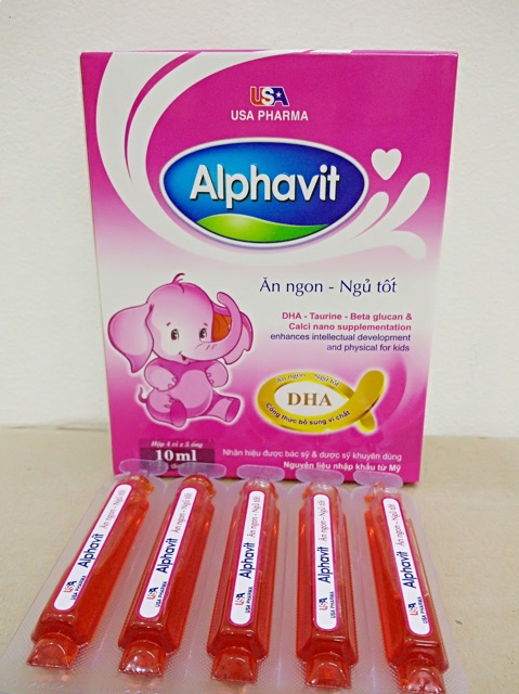 (Nhà Thuốc) Alphavit bé ăn ngon ngủ tốt phát triển trí thông minh (4 vỉ x 5 ống)