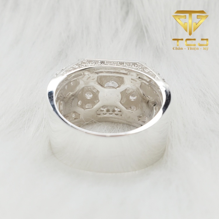 Nhẫn nam bạc ý 925 thiết kế 3D đính đá cao cấp RM0156 Trang sức Toàn Cầu TCJ