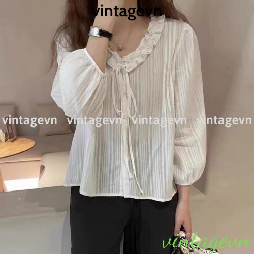 {vintagevn} áo babydoll tiểu thư Ulzzang A207 cổ ren quảng châu Thời trang Xmin HIHISHOPHAHA