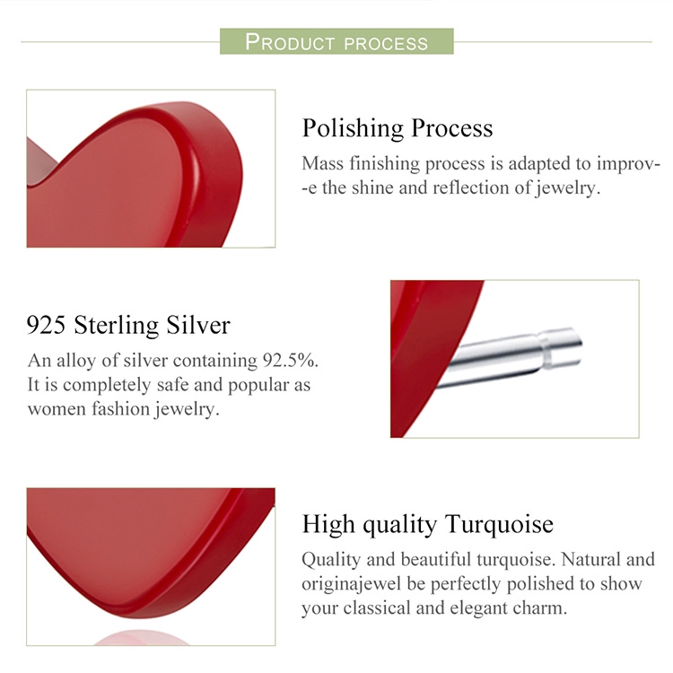 BAMOER Bông Tai Hình Trái Tim Đính Đá Đỏ Phong Cách Hàn Quốc 2019 Cho Nữ