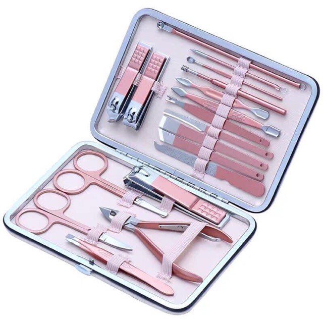 [FREESHIP❤️] Bộ Bấm Móng Tay 18 Món Màu Hồng Cao Cấp