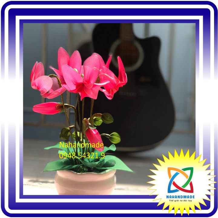 Chậu hoa Anh Thảo bằng vải voan (MS 02)