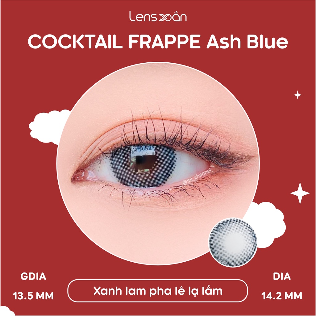 KÍNH ÁP TRÒNG COCKTAIL FRAPPE ASH BLUE CỦA LENS ME: Lens xanh lam hiệu ứng pha lê trong trẻo | Lens Xoắn