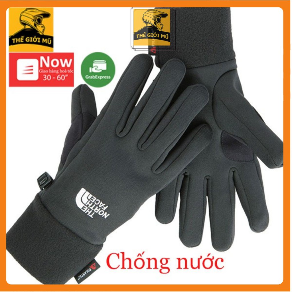 Găng tay chống nước TNF màu đen, giữ ấm đi xe máy mùa đông cho nam nữ