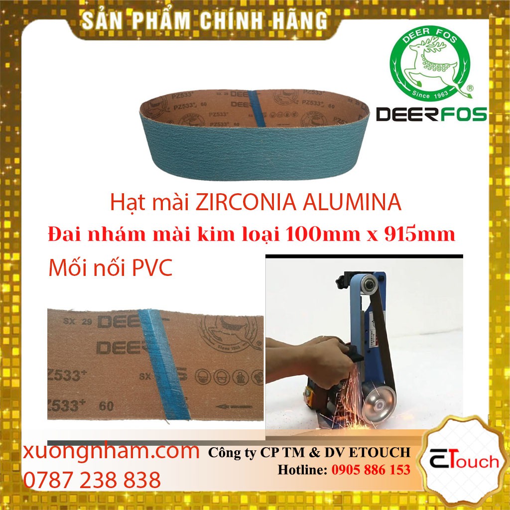 Nhám vòng 100mm x 915mm, đai nhám vòng hiệu con nai, Giấy nhám, Vải nhám Deerfos PZ533 Zirconia 100mm x 915mm P60